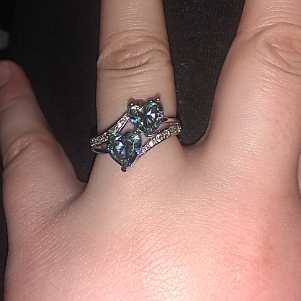 DOUBLE HEART REAL SILVER RING